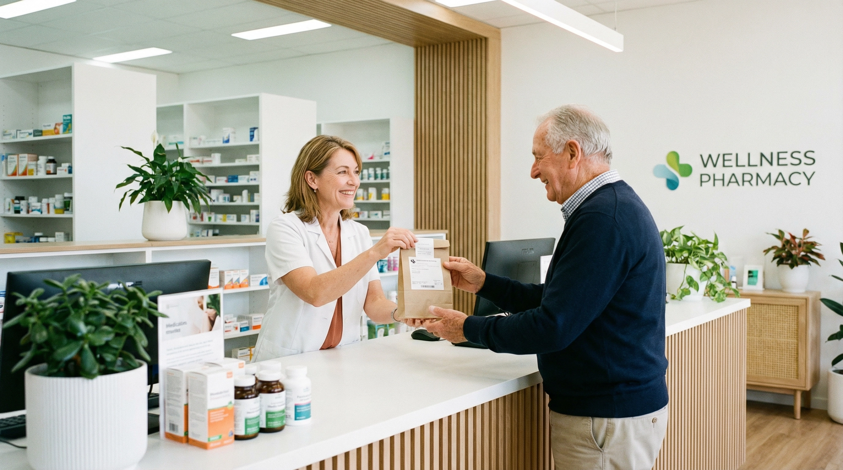Pharmacist helping patient